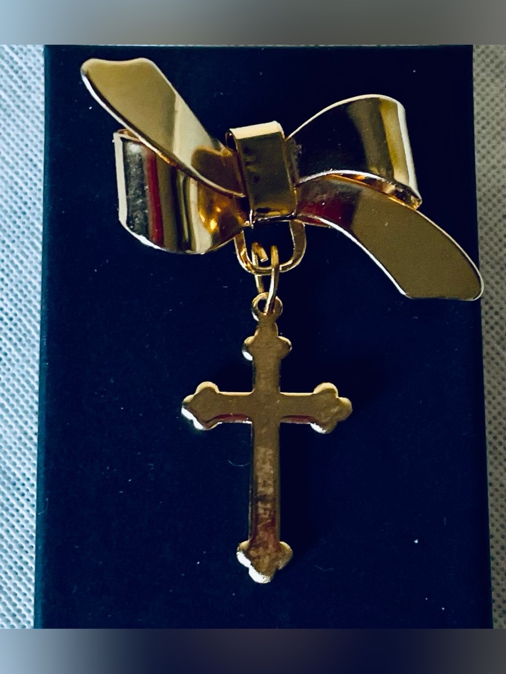 Gold Tone Cross Brooch
